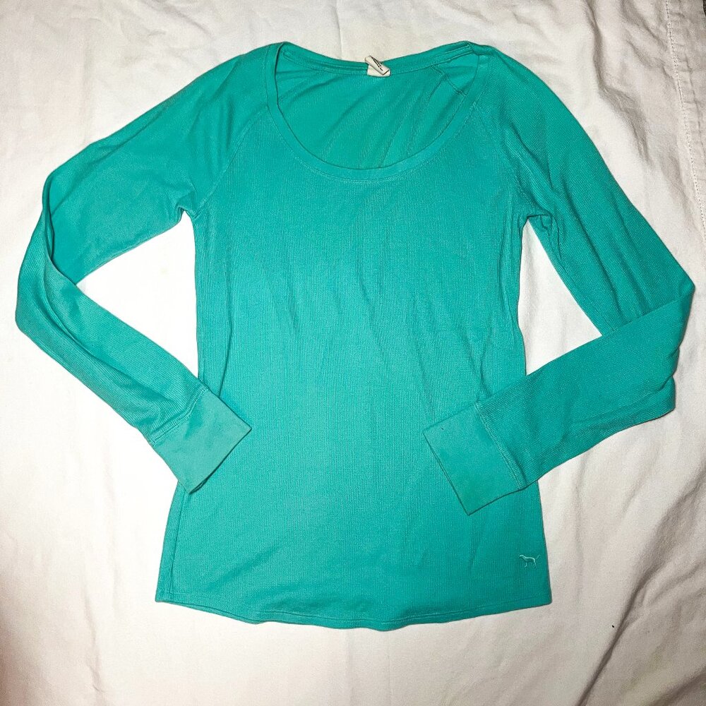 Y2k PINK/Victoria's Secret Teal Long Sleeve Shirt in Woman's L